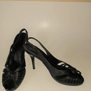 BCBGirls Women's Black Matte Satin Strappy Stiletto Heels - Size 9.5B